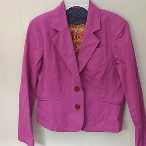 Robert Graham Luxurious Pink Purple Button Up Blazer 100% Cotton Size Small